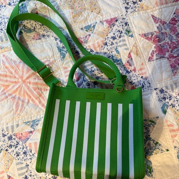Green and White Striped Women's Kate Spade Bag - Picture 1 of 3